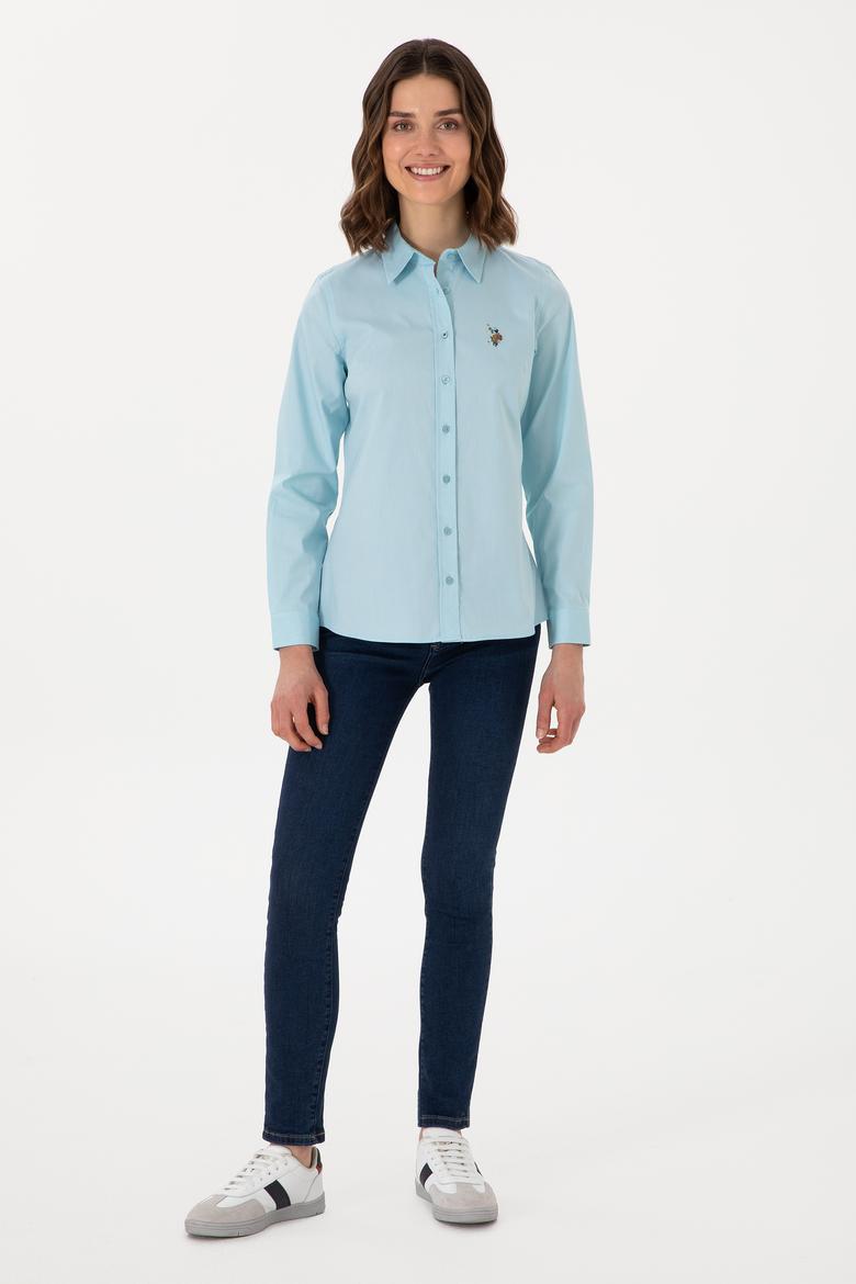 Kadın Aqua Uzun Kollu Basic Gömlek - 50298089056