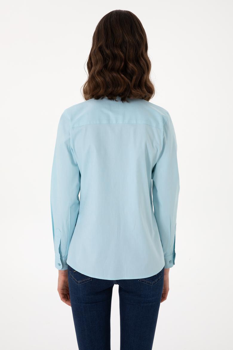 Kadın Aqua Uzun Kollu Basic Gömlek - 50298089056