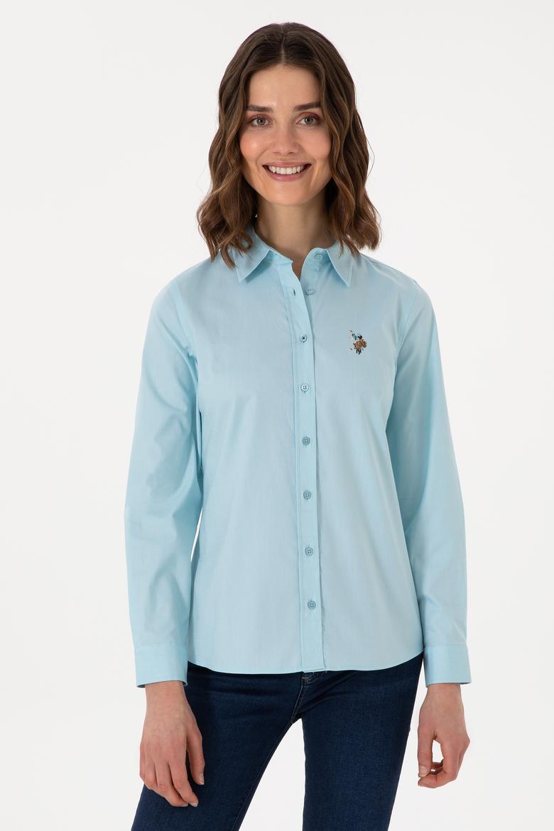 Kadın Aqua Uzun Kollu Basic Gömlek
