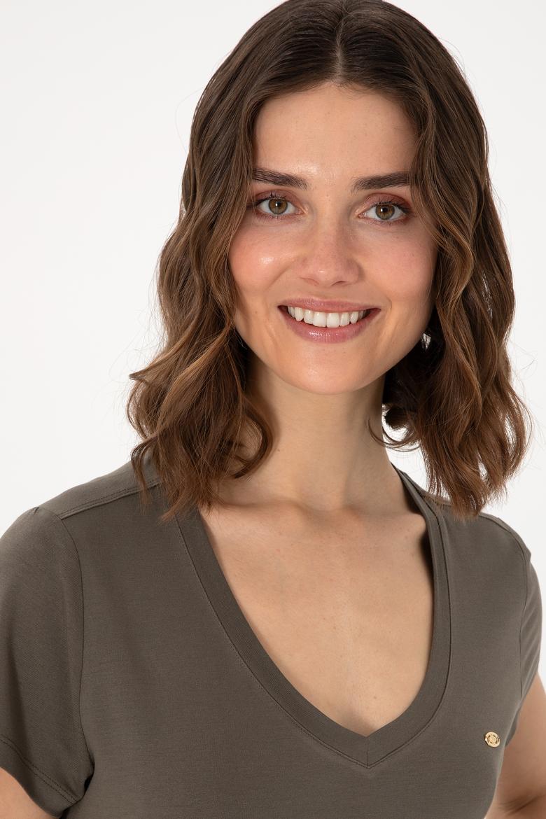 Kadın Vizon Basic Tişört - 50300829113