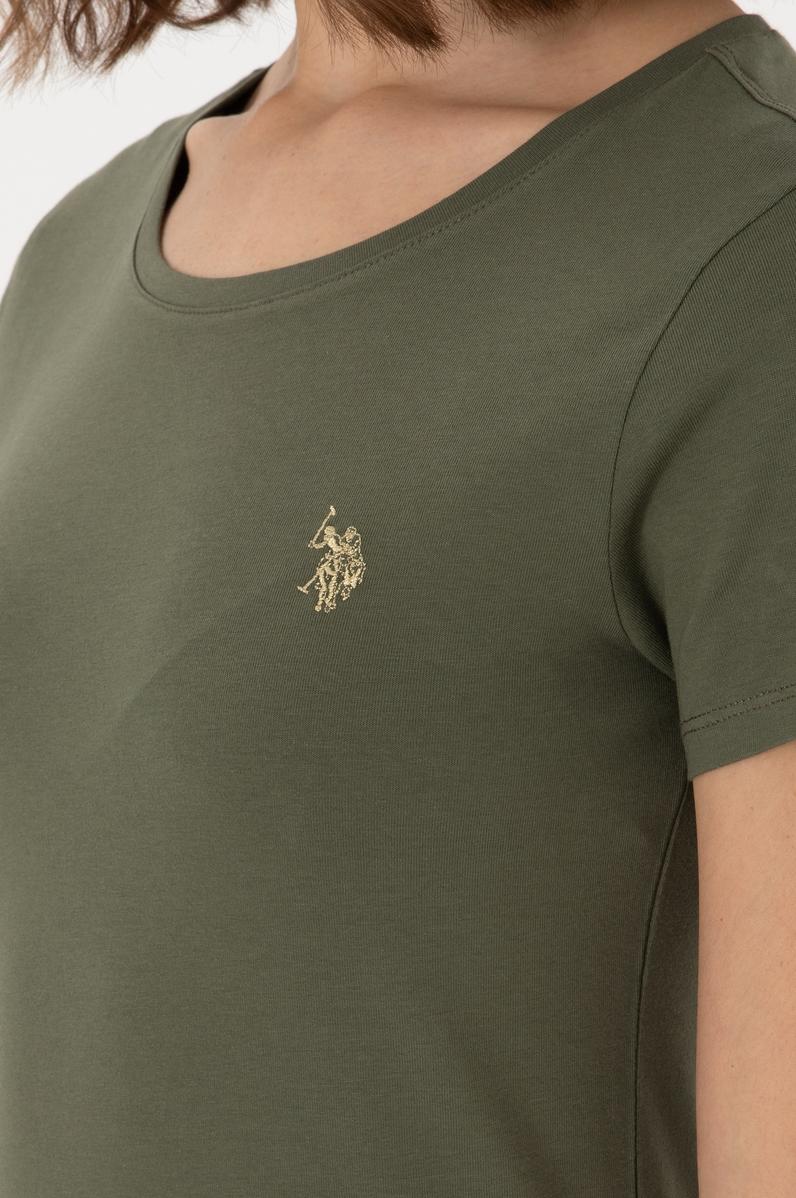 Kadın Koyu Haki Bisiklet Yaka Tişört