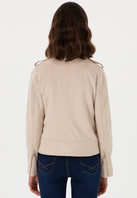 Kadın Ekru Deri Ceket - 50307493005