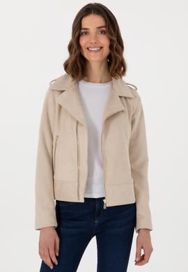 Kadın Ekru Deri Ceket - 50307493005