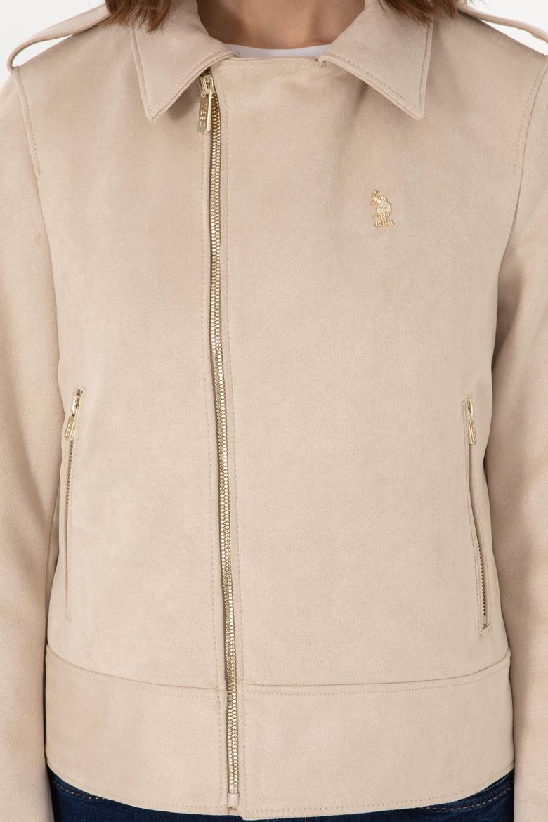 Kadın Ekru Deri Ceket - 50307493005