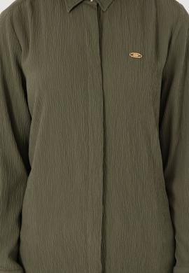 Kadın Koyu Haki Uzun Kollu Tunik Gömlek - 50306754054