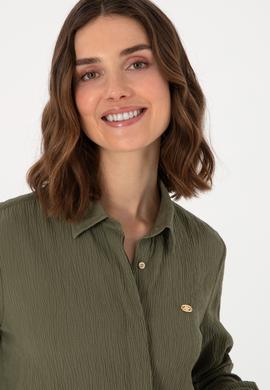 Kadın Koyu Haki Uzun Kollu Tunik Gömlek - 50306754054