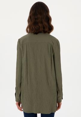 Kadın Koyu Haki Uzun Kollu Tunik Gömlek - 50306754054