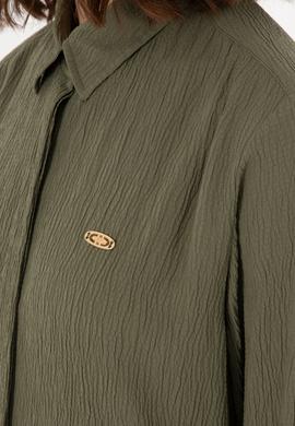 Kadın Koyu Haki Uzun Kollu Tunik Gömlek - 50306754054