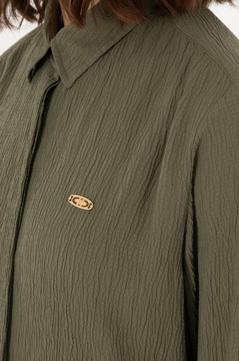 Kadın Koyu Haki Uzun Kollu Tunik Gömlek