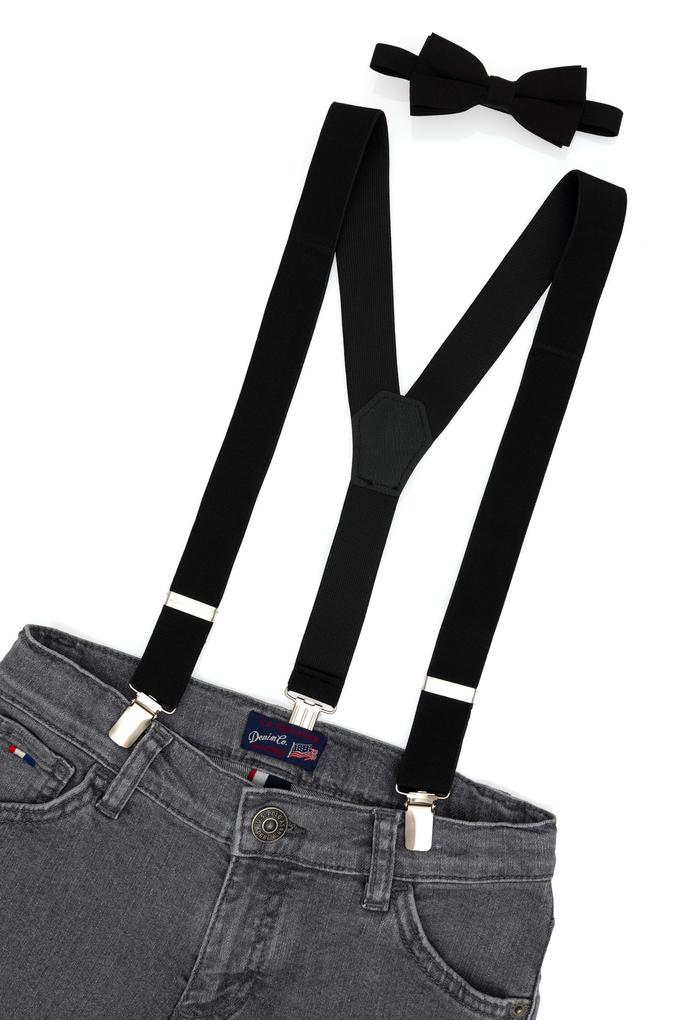Erkek Çocuk Siyah Pantolon Askısı