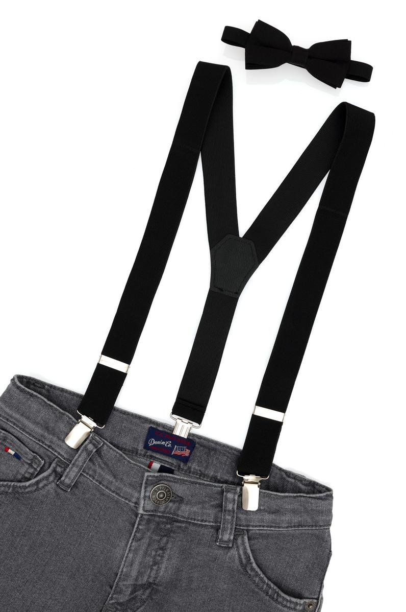 Erkek Çocuk Siyah Pantolon Askısı