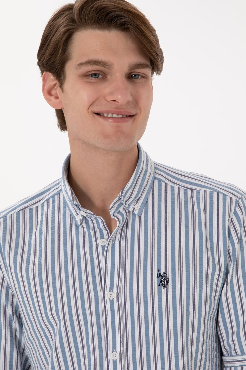 Erkek Mavi Uzun Kollu Gömlek