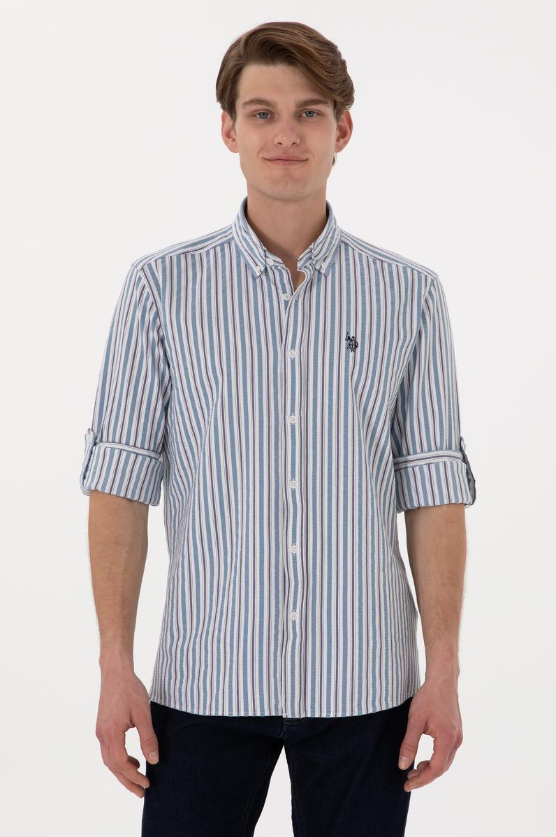 Erkek Mavi Uzun Kollu Gömlek