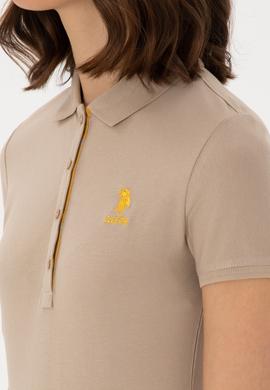 Kadın Haki Basic Polo Yaka Tişört - 50280060302