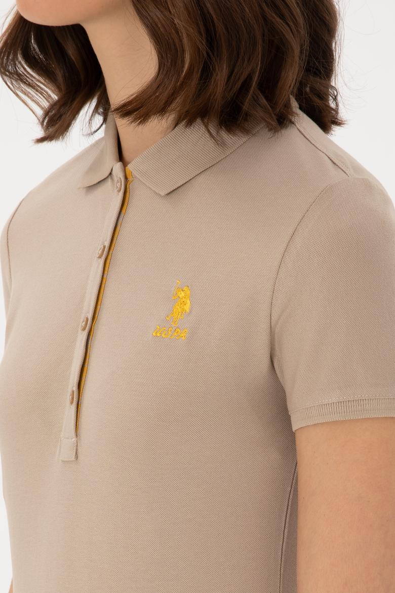 Kadın Haki Basic Polo Yaka Tişört - 50280060302