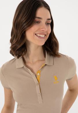 Kadın Haki Basic Polo Yaka Tişört - 50280060302