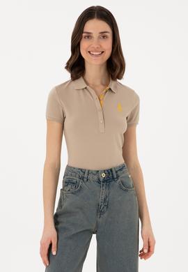 Kadın Haki Basic Polo Yaka Tişört - 50280060302