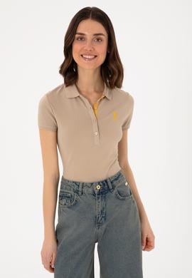 Kadın Haki Basic Polo Yaka Tişört - 50280060302
