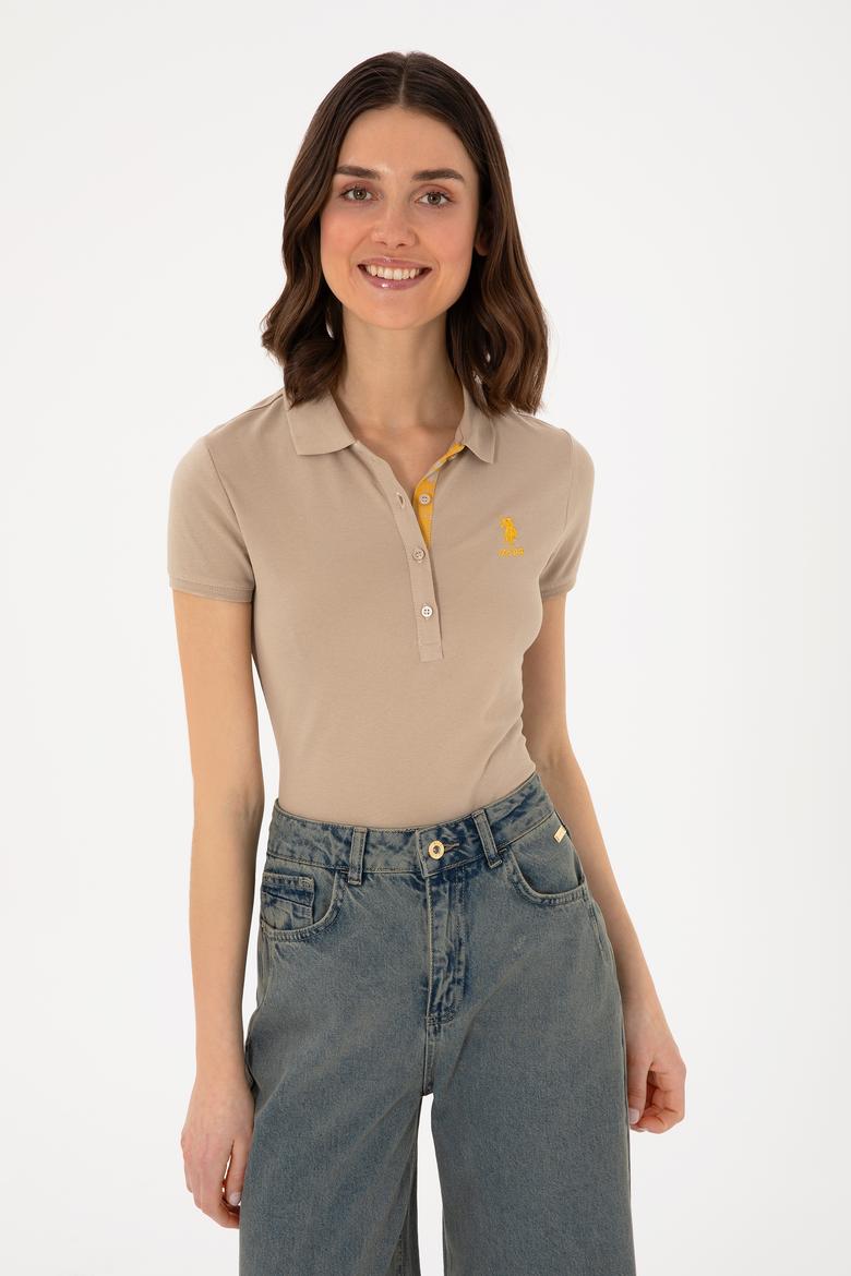 Kadın Haki Basic Polo Yaka Tişört - 50280060302