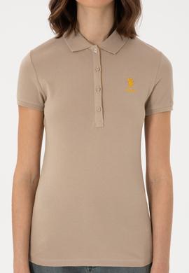 Kadın Haki Basic Polo Yaka Tişört - 50280060302