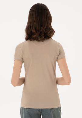 Kadın Haki Basic Polo Yaka Tişört - 50280060302