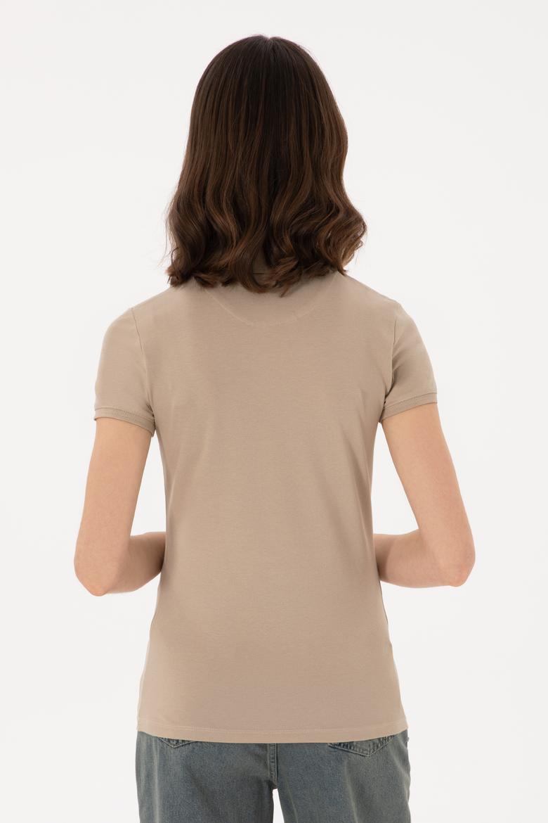 Kadın Haki Basic Polo Yaka Tişört - 50280060302