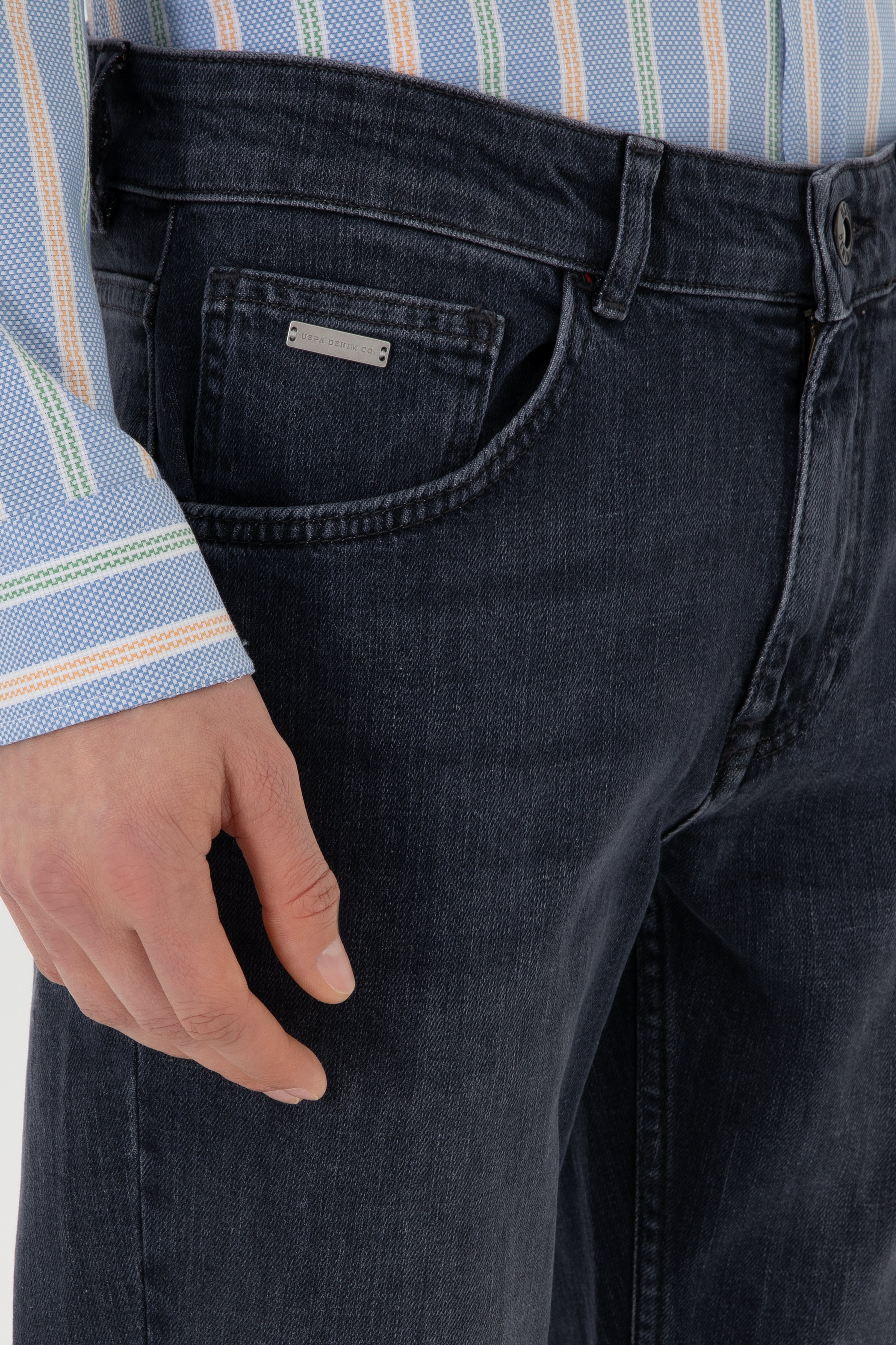 Erkek Gri Jean Pantolon - Image 5