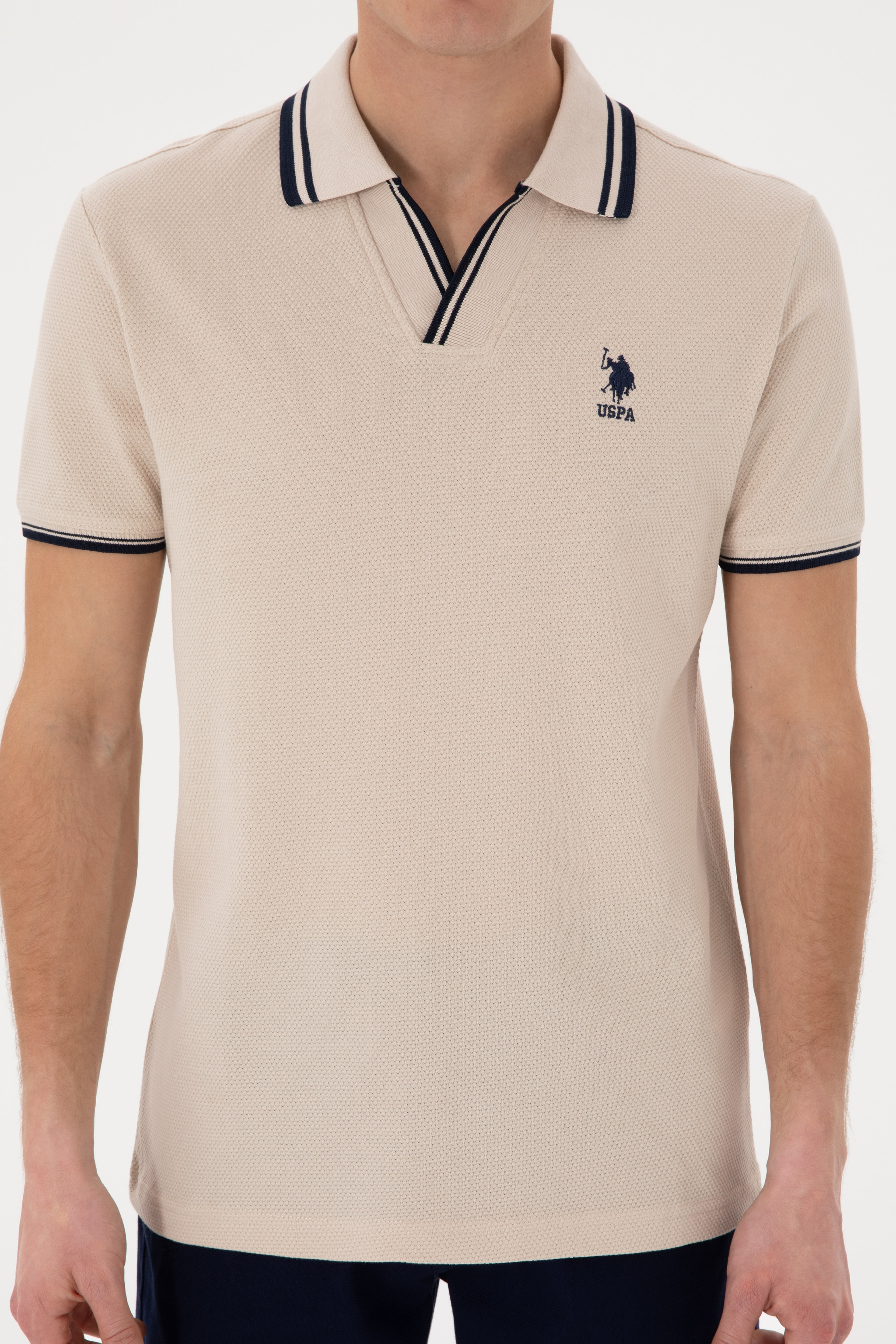 Erkek Slim Fit Polo Yaka Taş Tişört - Image 6