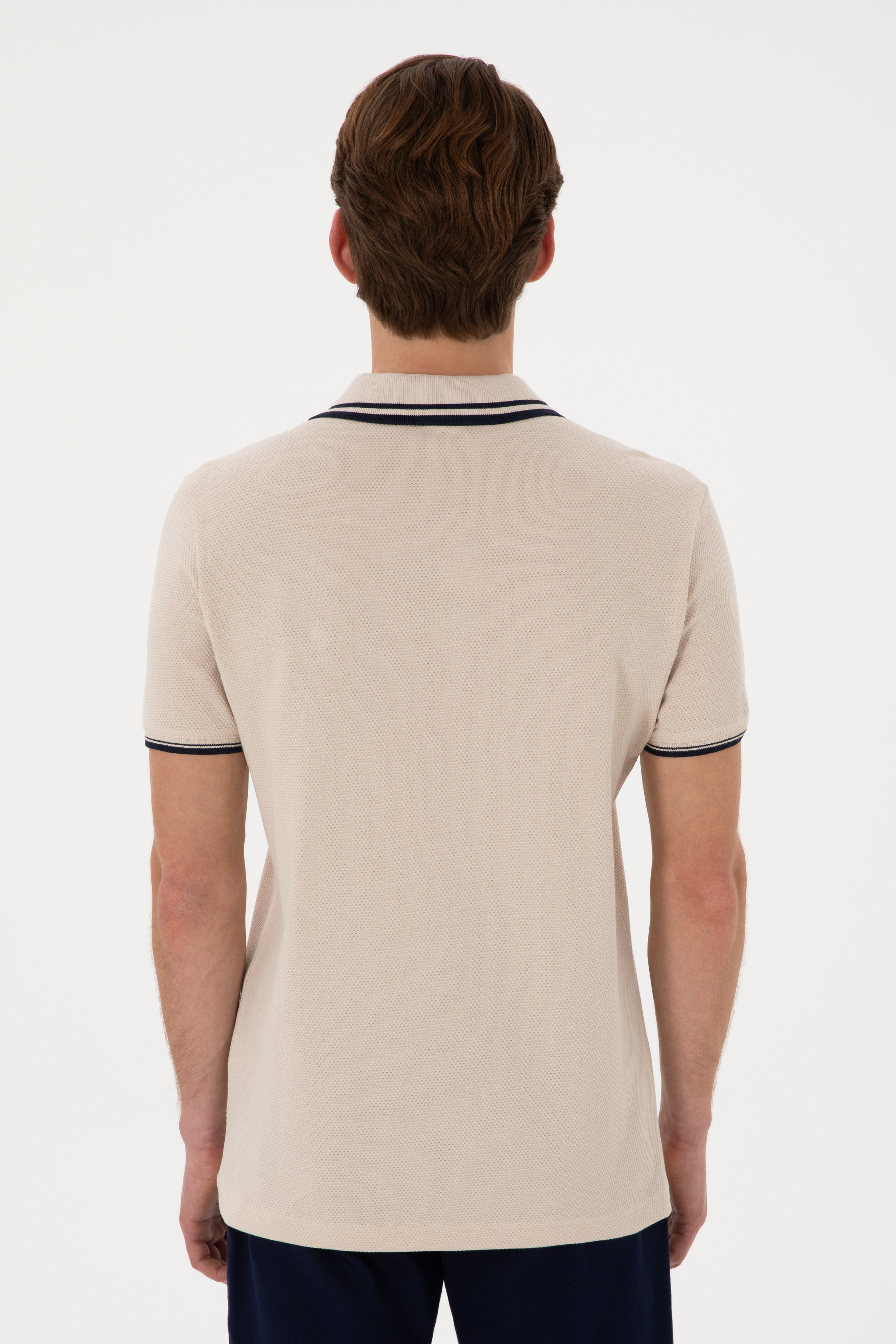 Erkek Slim Fit Polo Yaka Taş Tişört - Image 5