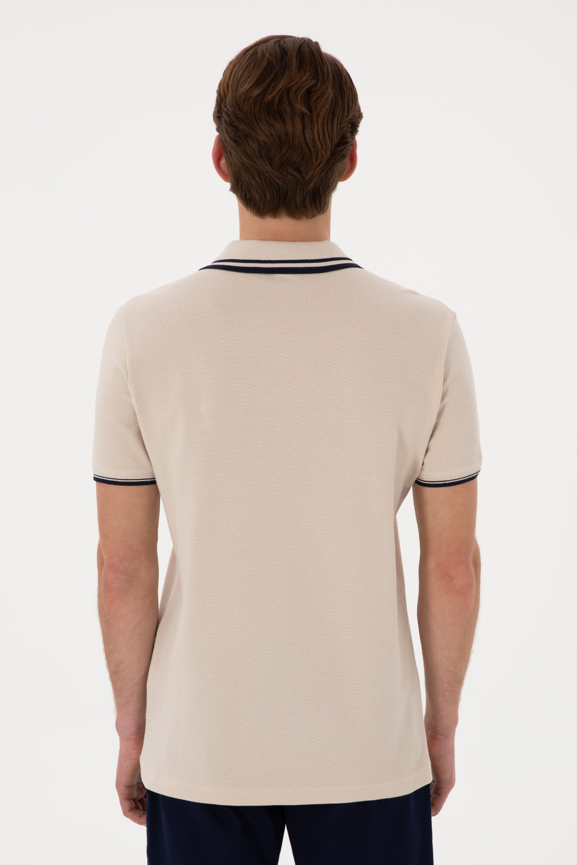 Erkek Slim Fit Polo Yaka Taş Tişört