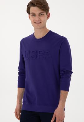 Erkek Regular Fit Bisiklet Yaka Mor Basic Sweatshirt - 50289058217