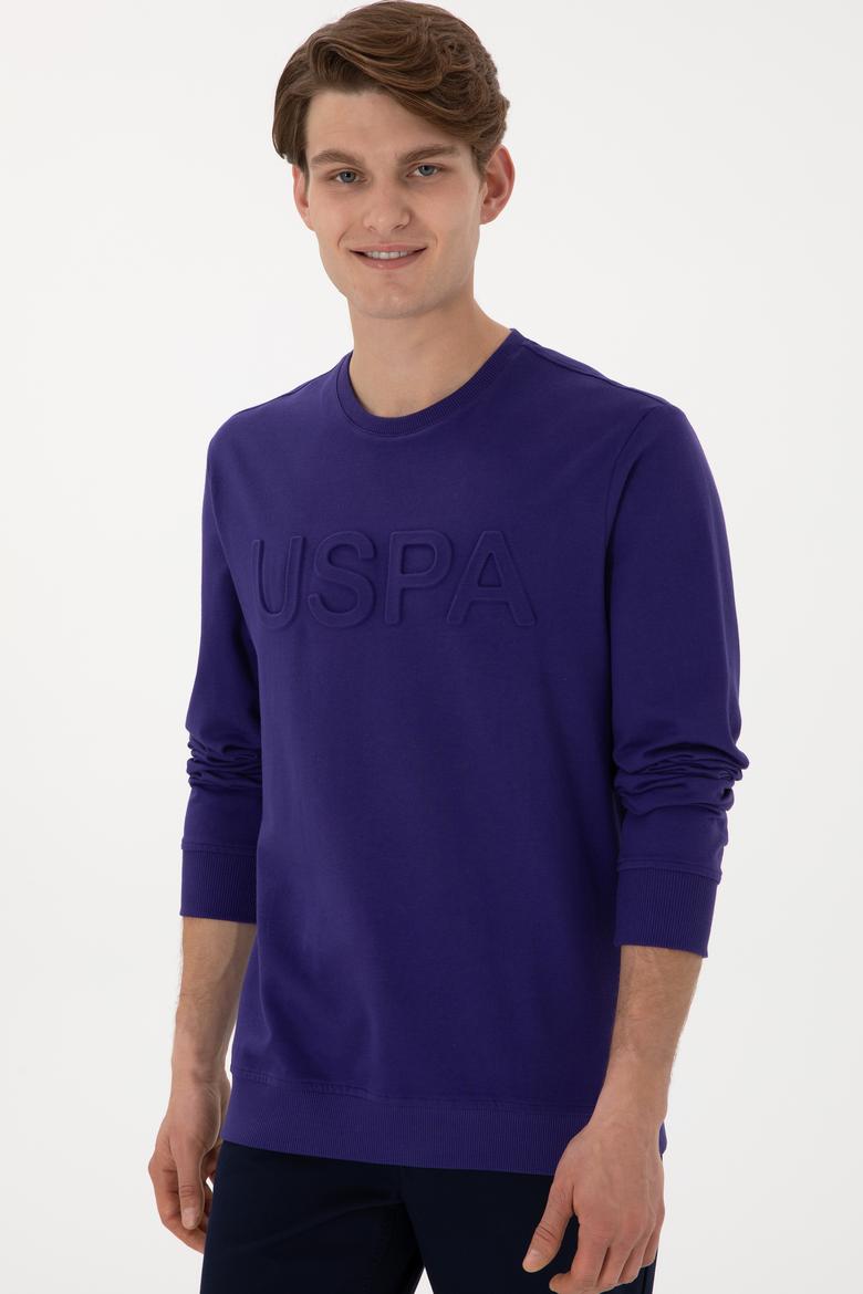 Erkek Regular Fit Bisiklet Yaka Mor Basic Sweatshirt - 50289058217