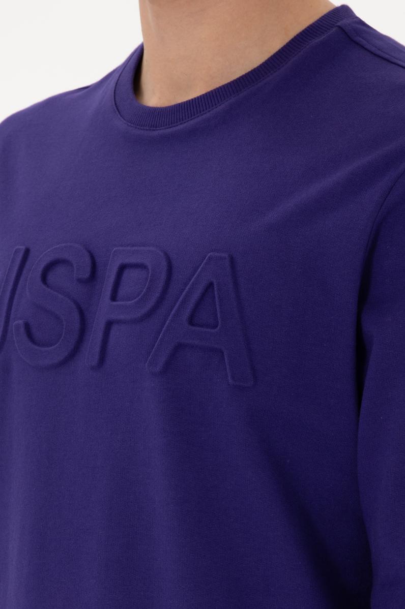 Erkek Regular Fit Bisiklet Yaka Mor Basic Sweatshirt