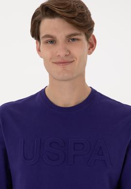 Erkek Regular Fit Bisiklet Yaka Mor Basic Sweatshirt - 50289058217