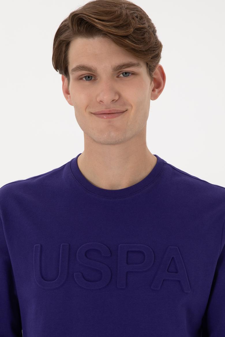 Erkek Regular Fit Bisiklet Yaka Mor Basic Sweatshirt - 50289058217