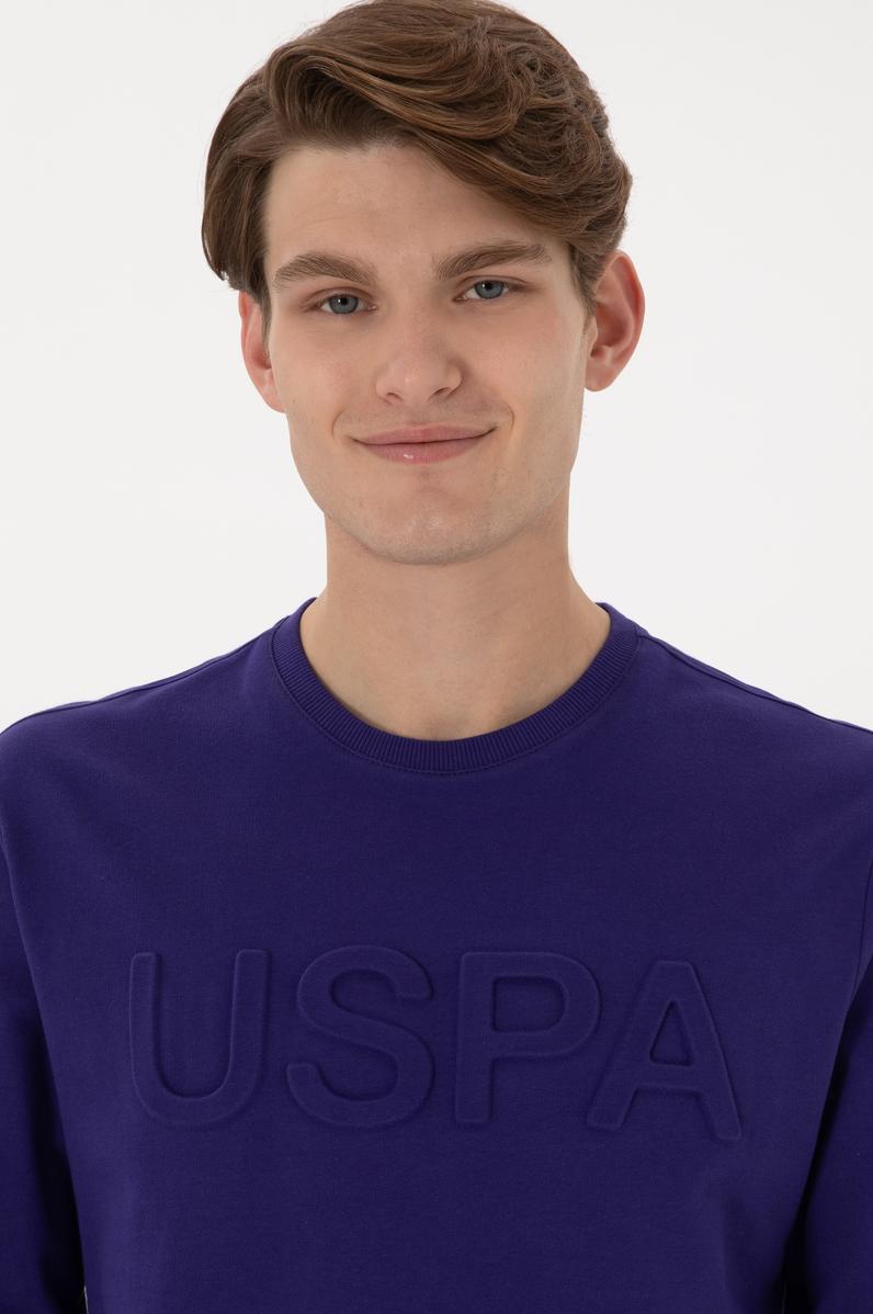 Erkek Regular Fit Bisiklet Yaka Mor Basic Sweatshirt