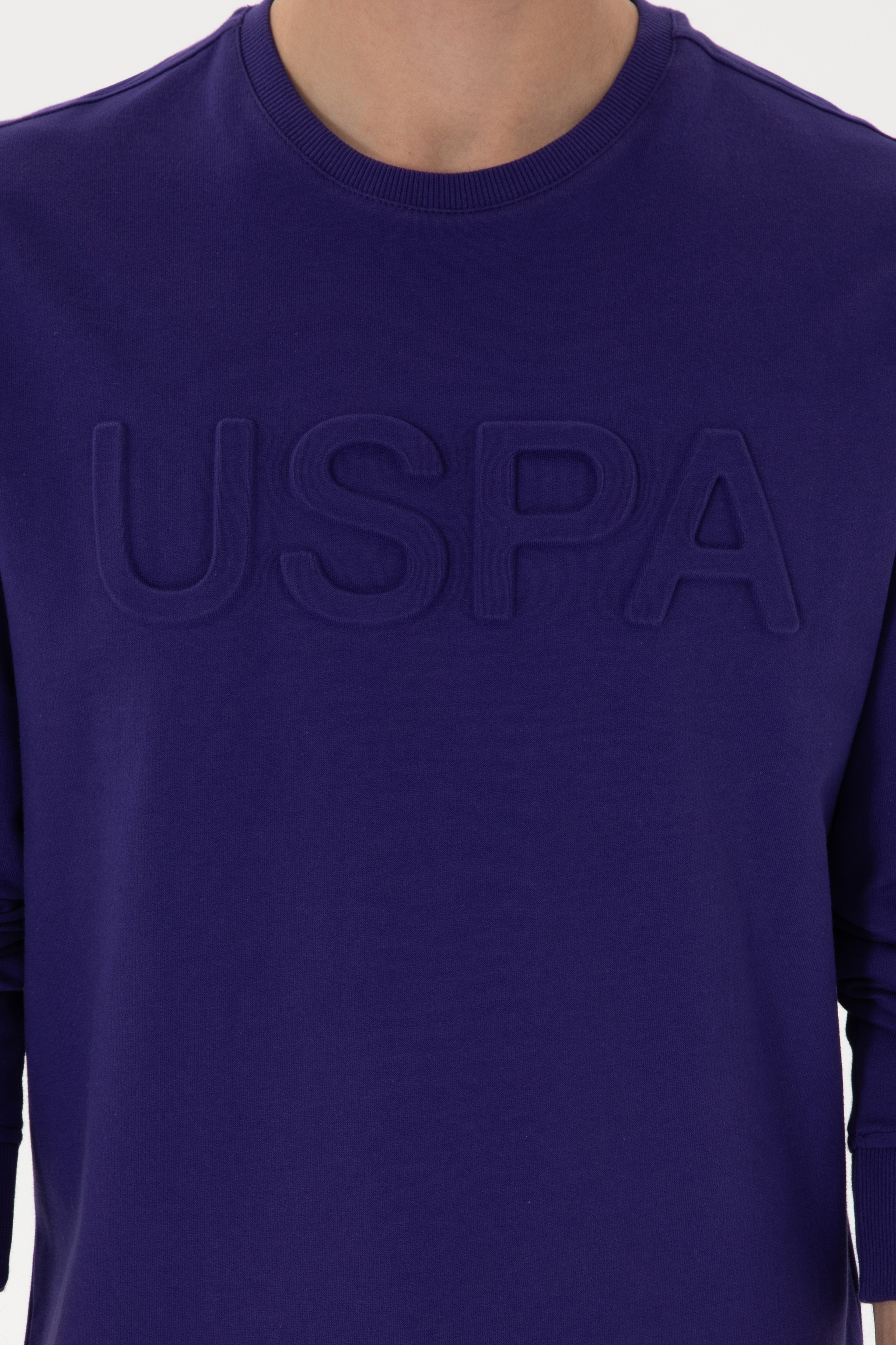 Erkek Regular Fit Bisiklet Yaka Mor Basic Sweatshirt - Image 6