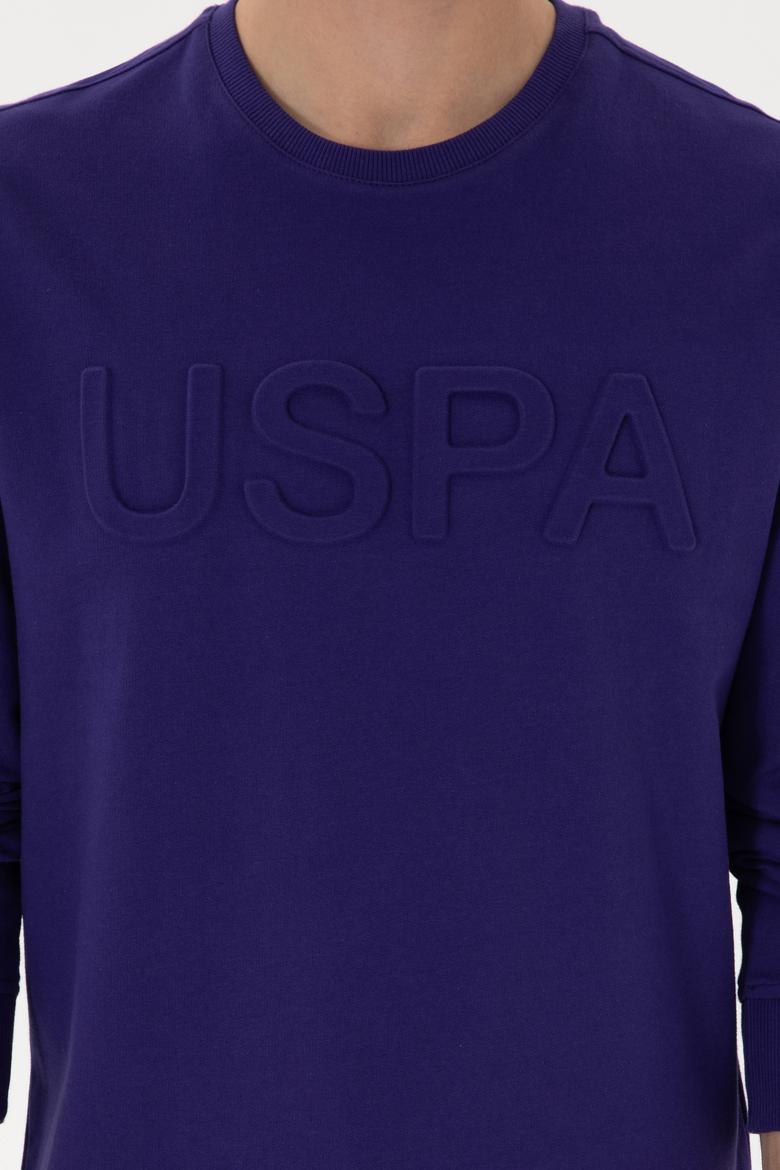 Erkek Regular Fit Bisiklet Yaka Mor Basic Sweatshirt - 50289058217