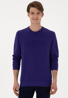 Erkek Regular Fit Bisiklet Yaka Mor Basic Sweatshirt - 50289058217
