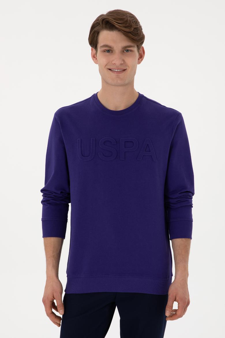 Erkek Regular Fit Bisiklet Yaka Mor Basic Sweatshirt