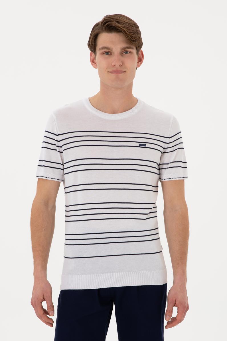 Erkek Slim Fit Bisiklet Yaka Beyaz Tişört