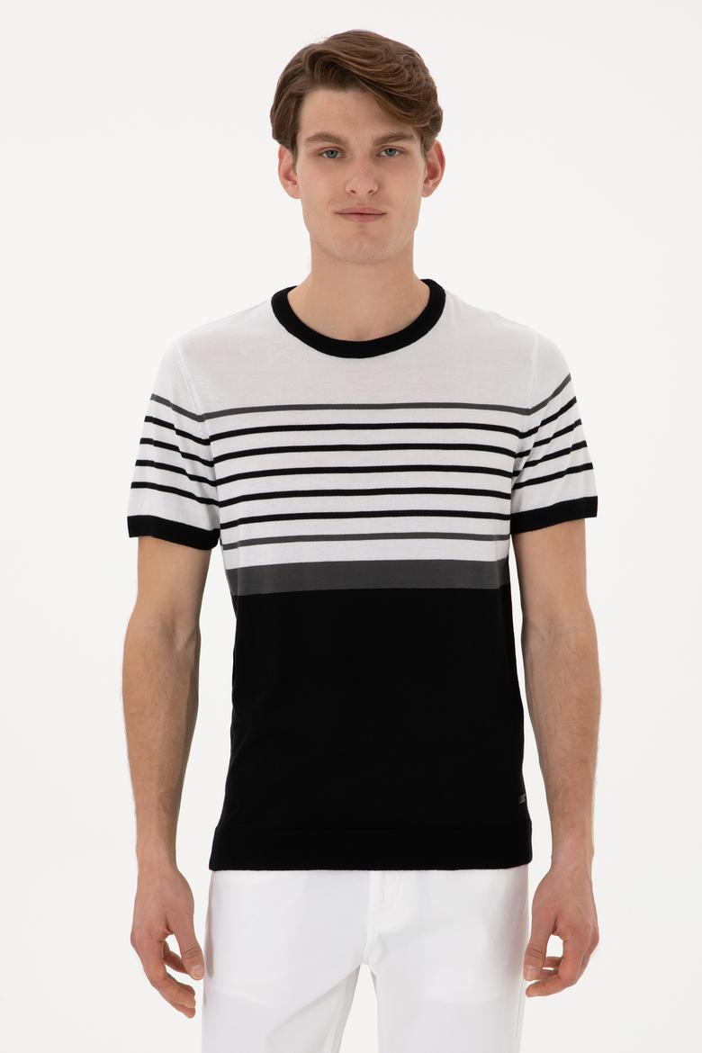 Erkek Slim Fit Bisiklet Yaka Siyah Tişört