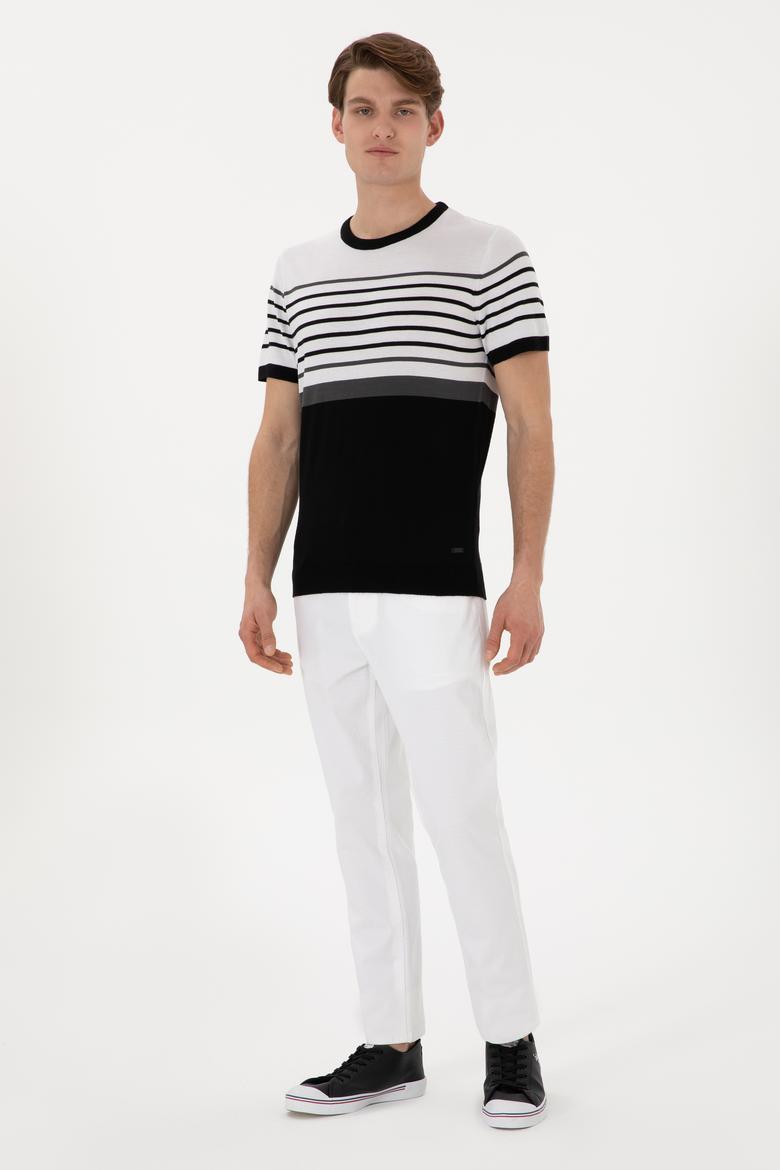 Erkek Slim Fit Bisiklet Yaka Siyah Tişört - 50299358008