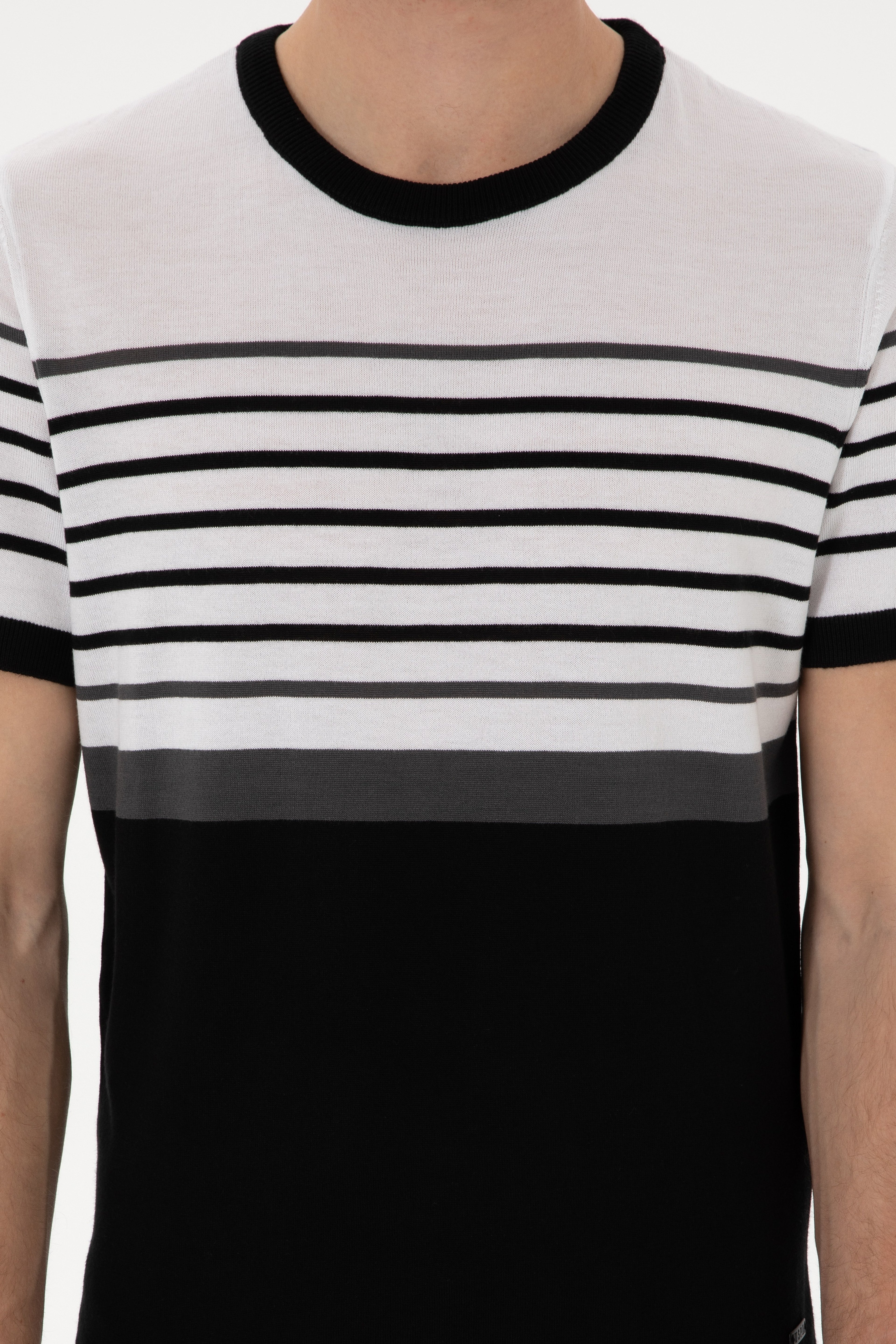 Erkek Slim Fit Bisiklet Yaka Siyah Tişört