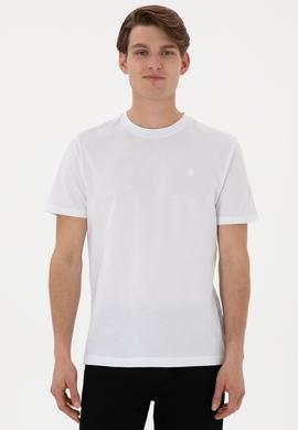 Erkek Regular Fit Bisiklet Yaka Beyaz Tişört - 50306413006