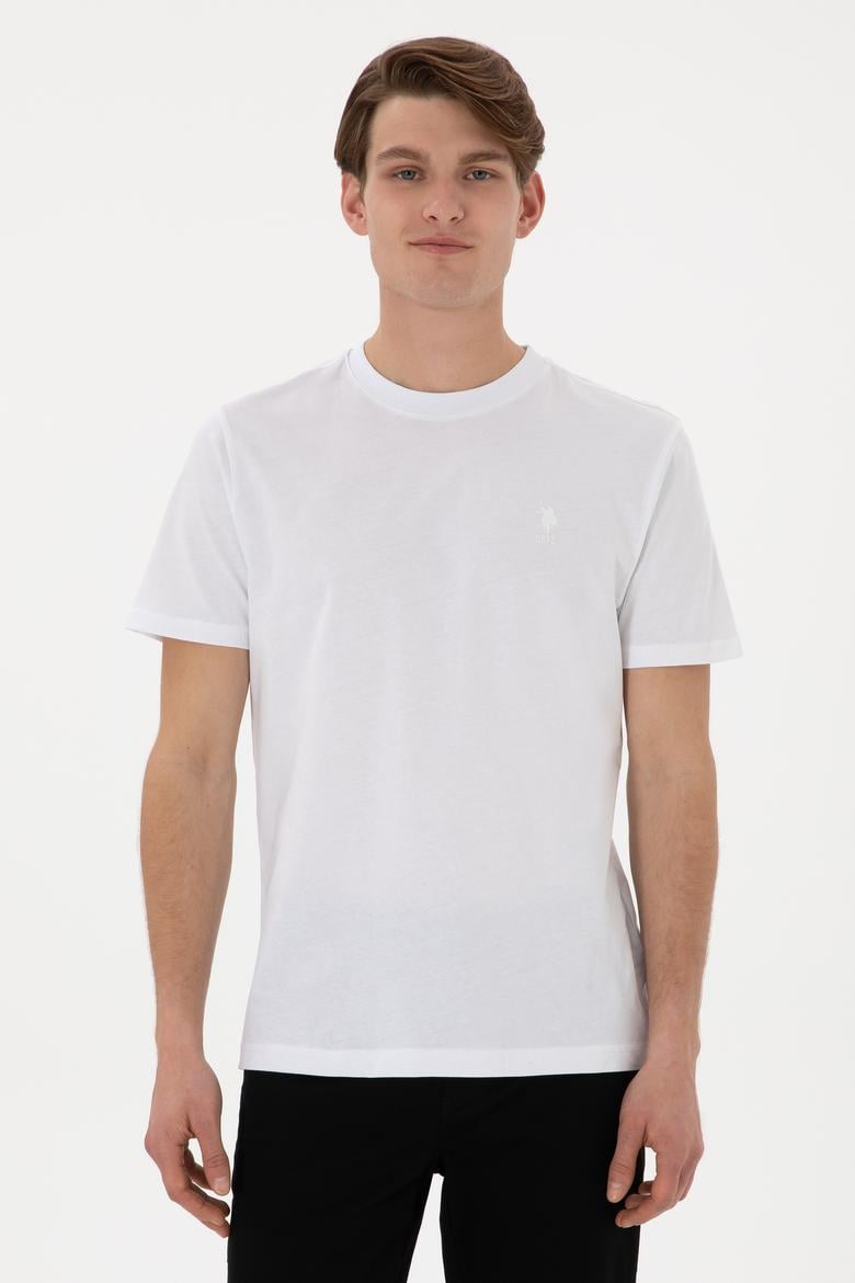 Erkek Regular Fit Bisiklet Yaka Beyaz Tişört