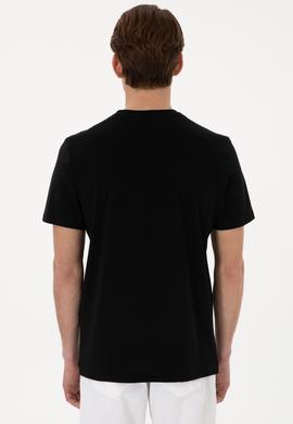 Erkek Regular Fit Bisiklet Yaka Siyah Tişört - 50306413018