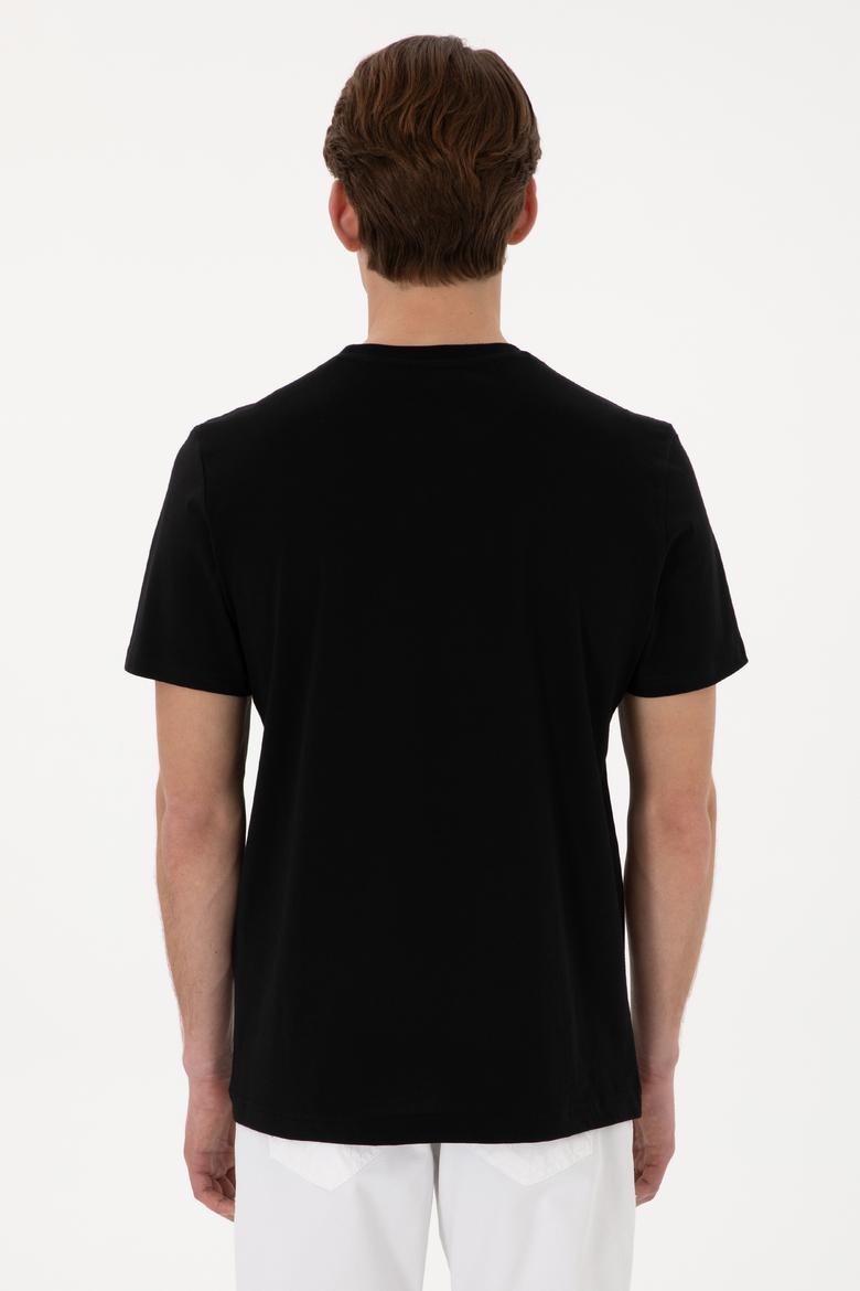 Erkek Regular Fit Bisiklet Yaka Siyah Tişört - 50306413018