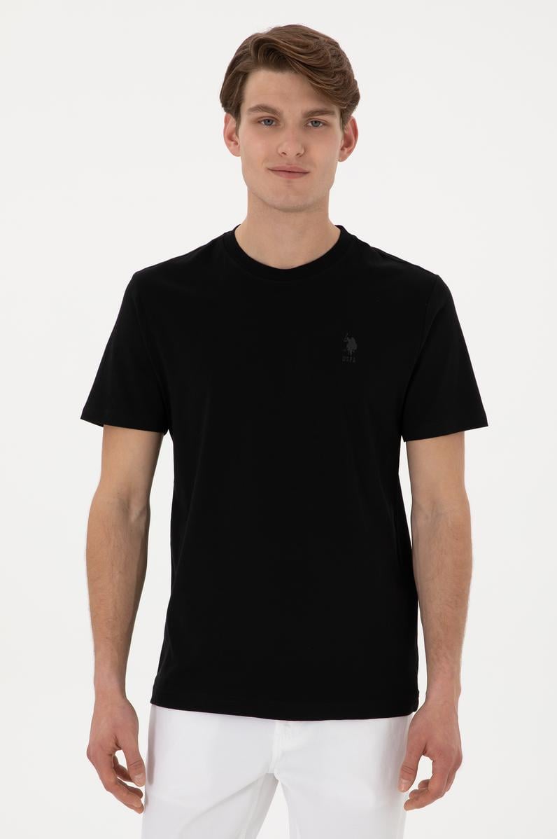 Erkek Regular Fit Bisiklet Yaka Siyah Tişört