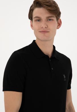 Erkek Slim Fit Polo Yaka Siyah Tişört - 50299359005